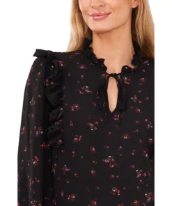 CeCe Women's Long Sleeve Blouse With Eyelet Trim 6 CeCe Women's Long Sleeve Blouse With Eyelet Trim -CeCe cloth-shop 22295642 fpx