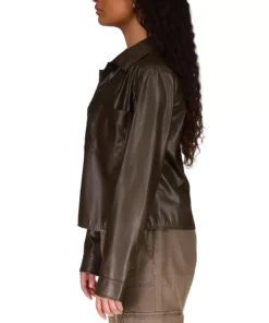 Sanctuary Women's Faux-Leather Pocket Shirt -CeCe cloth-shop 22297532 fpx