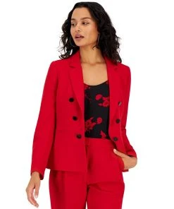 Bar III Women's Textured Crepe Faux Double-Breasted Jacket, Created For Macy's
