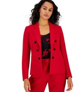 Bar III Women's Textured Crepe Faux Double-Breasted Jacket, Created For Macy's -CeCe cloth-shop 22299069 fpx