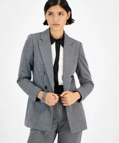 Bar III Women's Shimmer Herringbone Open-Front Jacket