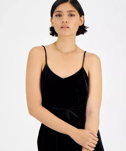 Bar III Women's Velvet V-Neck Scoop-Back Belted Jumpsuit, Created For Macy's 8 Bar III Women's Velvet V-Neck Scoop-Back Belted Jumpsuit, Created For Macy's -CeCe cloth-shop 22299155 fpx
