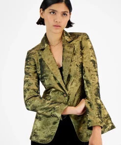 Bar III Women's Metallic Notched Collar One-Button Jacket, Created For Macy's -CeCe cloth-shop 22299180 fpx
