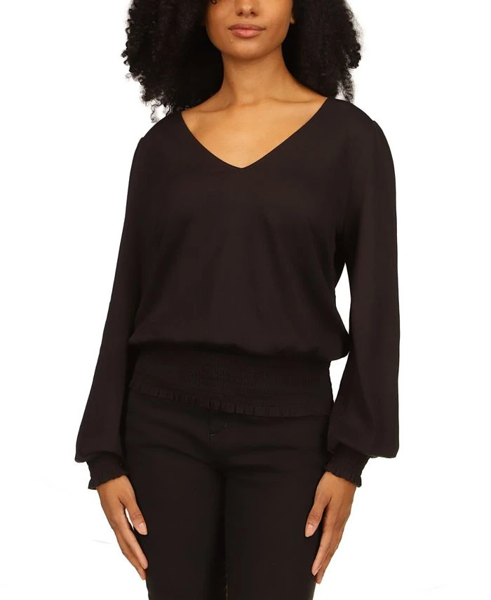 Michael Kors Women's Smocked-Trimmed Top, Regular & Petite 1 Michael Kors Women's Smocked-Trimmed Top, Regular & Petite