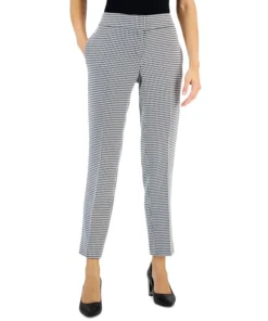Kasper Women's Houndstooth Mid Rise Slim-Fit Pants