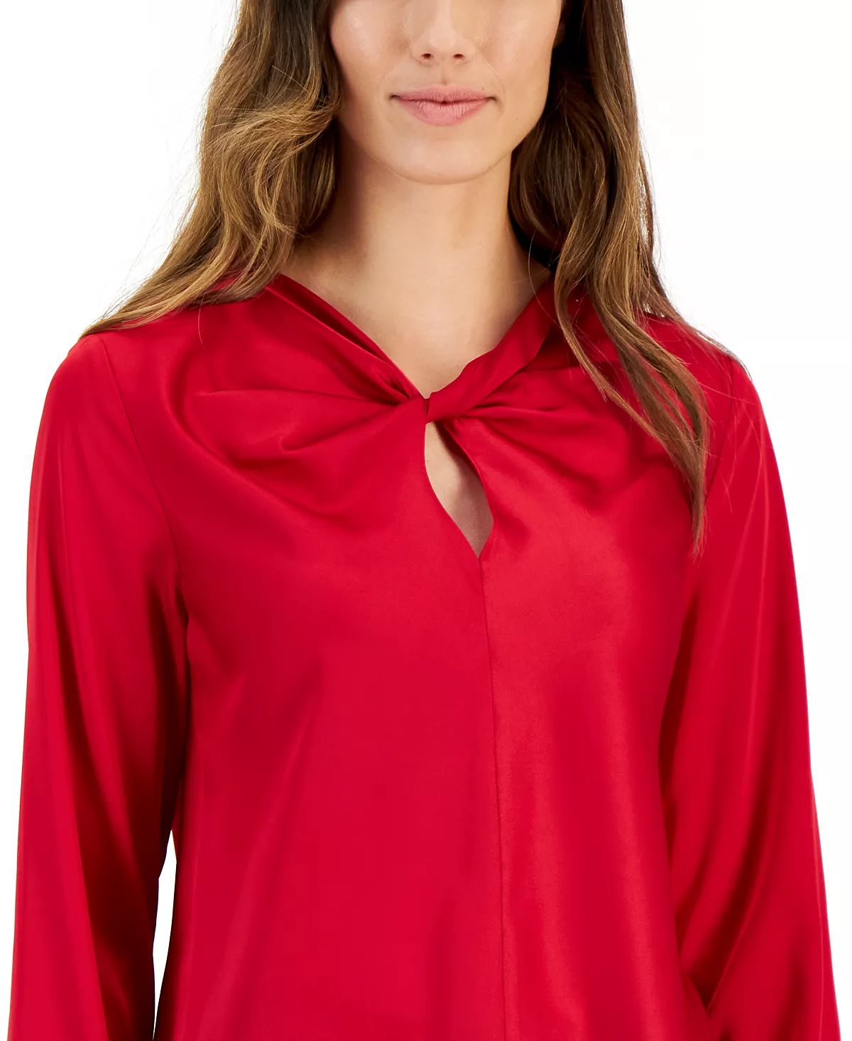 Kasper Women's Twisted Keyhole-Neck Long-Sleeve Top 5 Kasper Women's Twisted Keyhole-Neck Long-Sleeve Top - Image 5