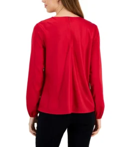 Kasper Women's Twisted Keyhole-Neck Long-Sleeve Top 9 Kasper Women's Twisted Keyhole-Neck Long-Sleeve Top -CeCe cloth-shop 22302786 fpx