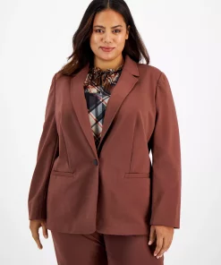 Bar III Plus Size Notched-Collar One-Button Jacket, Created For Macy's 6 Bar III Plus Size Notched-Collar One-Button Jacket, Created For Macy's -CeCe cloth-shop 22323948 fpx