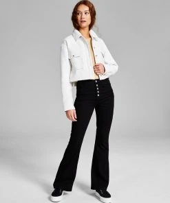 And Now This Women's Textured Button Front Cropped Shacket