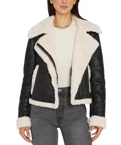 Sam Edelman Women's Faux-Shearling Moto Coat -CeCe cloth-shop 22334001 fpx