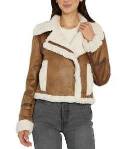 Sam Edelman Women's Faux-Shearling Moto Coat -CeCe cloth-shop 22334003 fpx