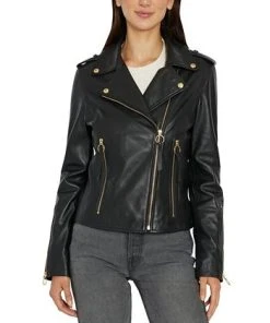 Sam Edelman Women's Leather Moto Jacket -CeCe cloth-shop 22336299 fpx