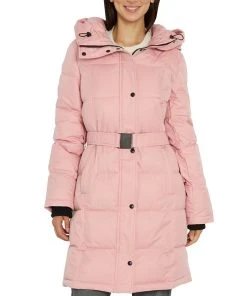 Sam Edelman Women's Belted Hooded Puffer Coat