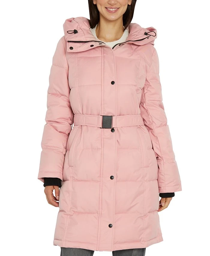 Sam Edelman Women's Belted Hooded Puffer Coat 1 Sam Edelman Women's Belted Hooded Puffer Coat