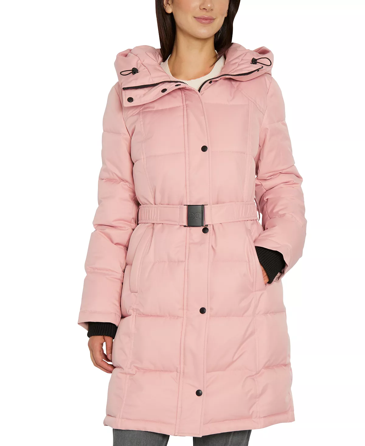 Sam Edelman Women's Belted Hooded Puffer Coat 3 Sam Edelman Women's Belted Hooded Puffer Coat - Image 3