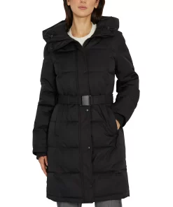 Sam Edelman Women's Belted Hooded Puffer Coat 8 Sam Edelman Women's Belted Hooded Puffer Coat -CeCe cloth-shop 22336321 fpx