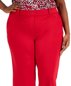 Kasper Plus Size Faux-Fly Pull-On Wide-Leg Pants -CeCe cloth-shop 22336620 fpx