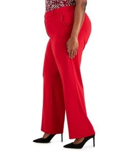 Kasper Plus Size Faux-Fly Pull-On Wide-Leg Pants -CeCe cloth-shop 22336621 fpx