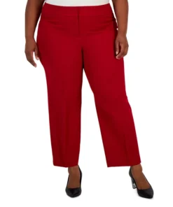 Kasper Plus Size Mid-Rise Straight-Ankle Faux-Pocket Pants