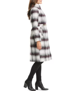 Vince Camuto Women's Chain Belted Plaid Maxi Coat -CeCe cloth-shop 22337304 fpx