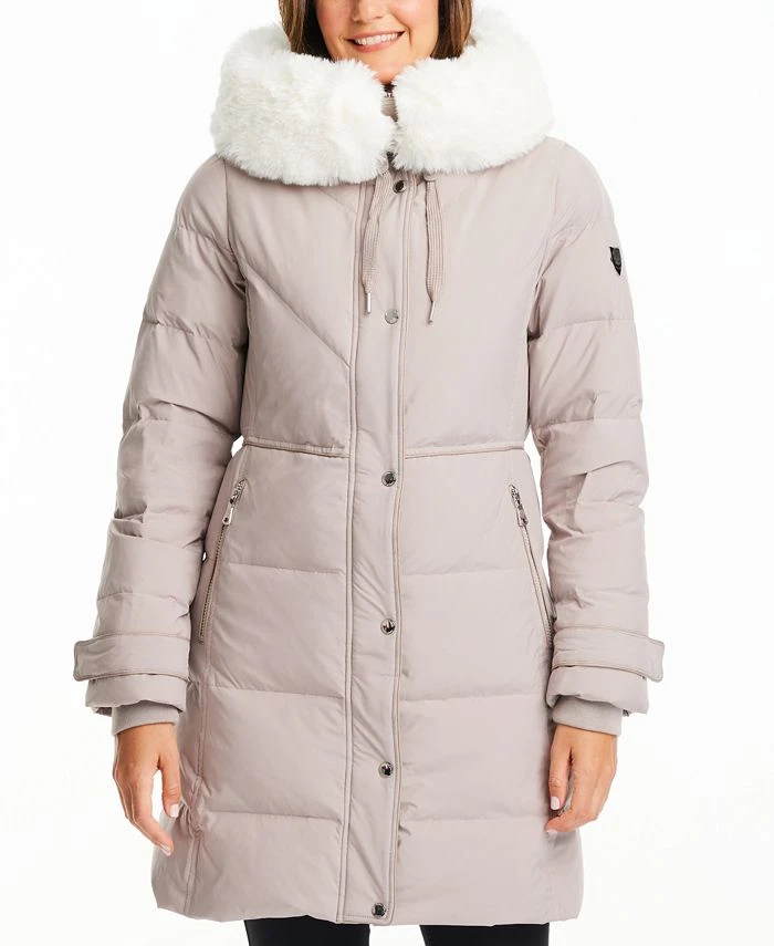 Vince Camuto Women's Faux-Fur-Collar Hooded Puffer Coat 1 Vince Camuto Women's Faux-Fur-Collar Hooded Puffer Coat