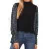 CeCe Women's Mixed-Media Mock-Neck Knit Top