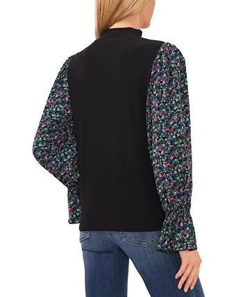 CeCe Women's Mixed-Media Mock-Neck Knit Top 2 CeCe Women's Mixed-Media Mock-Neck Knit Top - Image 2