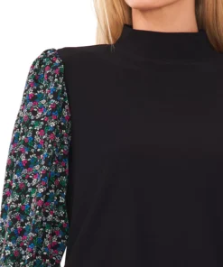 CeCe Women's Mixed-Media Mock-Neck Knit Top 6 CeCe Women's Mixed-Media Mock-Neck Knit Top -CeCe cloth-shop 22337363 fpx