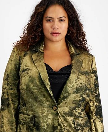Bar III Plus Size Metallic Notched Collar One-Button Jacket, Created For Macy's 3 Bar III Plus Size Metallic Notched Collar One-Button Jacket, Created For Macy's - Image 3