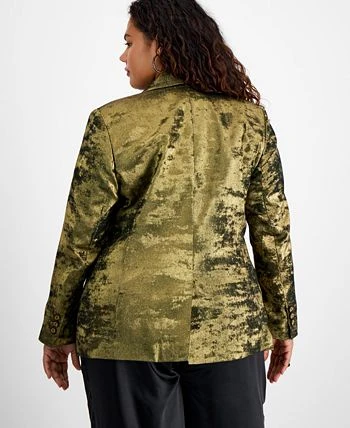 Bar III Plus Size Metallic Notched Collar One-Button Jacket, Created For Macy's 2 Bar III Plus Size Metallic Notched Collar One-Button Jacket, Created For Macy's - Image 2