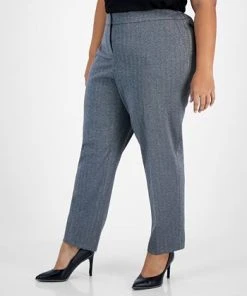 Bar III Plus Size Shimmer Herringbone Ankle Pants, Created For Macy's 7 Bar III Plus Size Shimmer Herringbone Ankle Pants, Created For Macy's -CeCe cloth-shop 22337647 fpx
