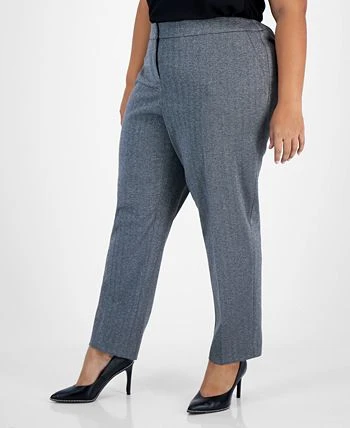 Bar III Plus Size Shimmer Herringbone Ankle Pants, Created For Macy's 3 Bar III Plus Size Shimmer Herringbone Ankle Pants, Created For Macy's - Image 3