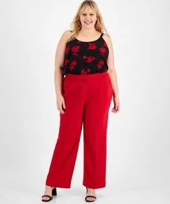 Bar III Plus Size Textured Crepe Wide-Leg Pants, Created For Macy's