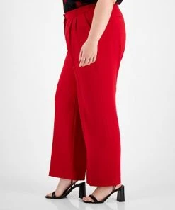 Bar III Plus Size Textured Crepe Wide-Leg Pants, Created For Macy's -CeCe cloth-shop 22337667 fpx