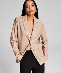 And Now This Women's Oversized Faux-Leather Blazer
