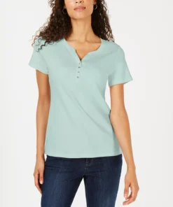 Karen Scott Hort Sleeve Henley Top, Created For Macy's 33 Karen Scott Hort Sleeve Henley Top, Created For Macy's -CeCe cloth-shop 22344853 fpx