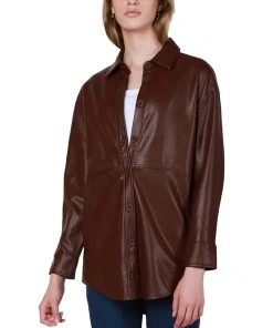 Black Tape Women's Faux-Leather Shacket