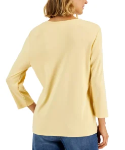 Karen Scott V-Neck 3/4-Sleeve Top, Created For Macy's -CeCe cloth-shop 22345463 fpx