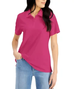 Karen Scott Cotton Short Sleeve Polo Shirt, Created For Macy's -CeCe cloth-shop 22345500 fpx