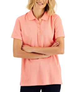 Karen Scott Cotton Short Sleeve Polo Shirt, Created For Macy's -CeCe cloth-shop 22345502 fpx