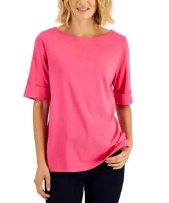 Karen Scott Cotton Boat-Neck Top, Created For Macy's