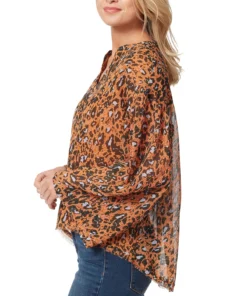 Jessica Simpson Women's Jenna Animal-Print Top -CeCe cloth-shop 22352772 fpx