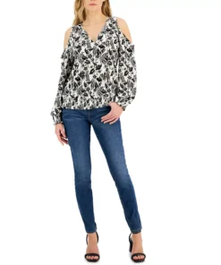 INC International Concepts Women's Printed Cold-Shoulder Top, Created For Macy's 6 INC International Concepts Women's Printed Cold-Shoulder Top, Created For Macy's -CeCe cloth-shop 22361351 fpx