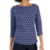 Charter Club Women's Cotton Scottie Boat-Neck Top, Created For Macy's