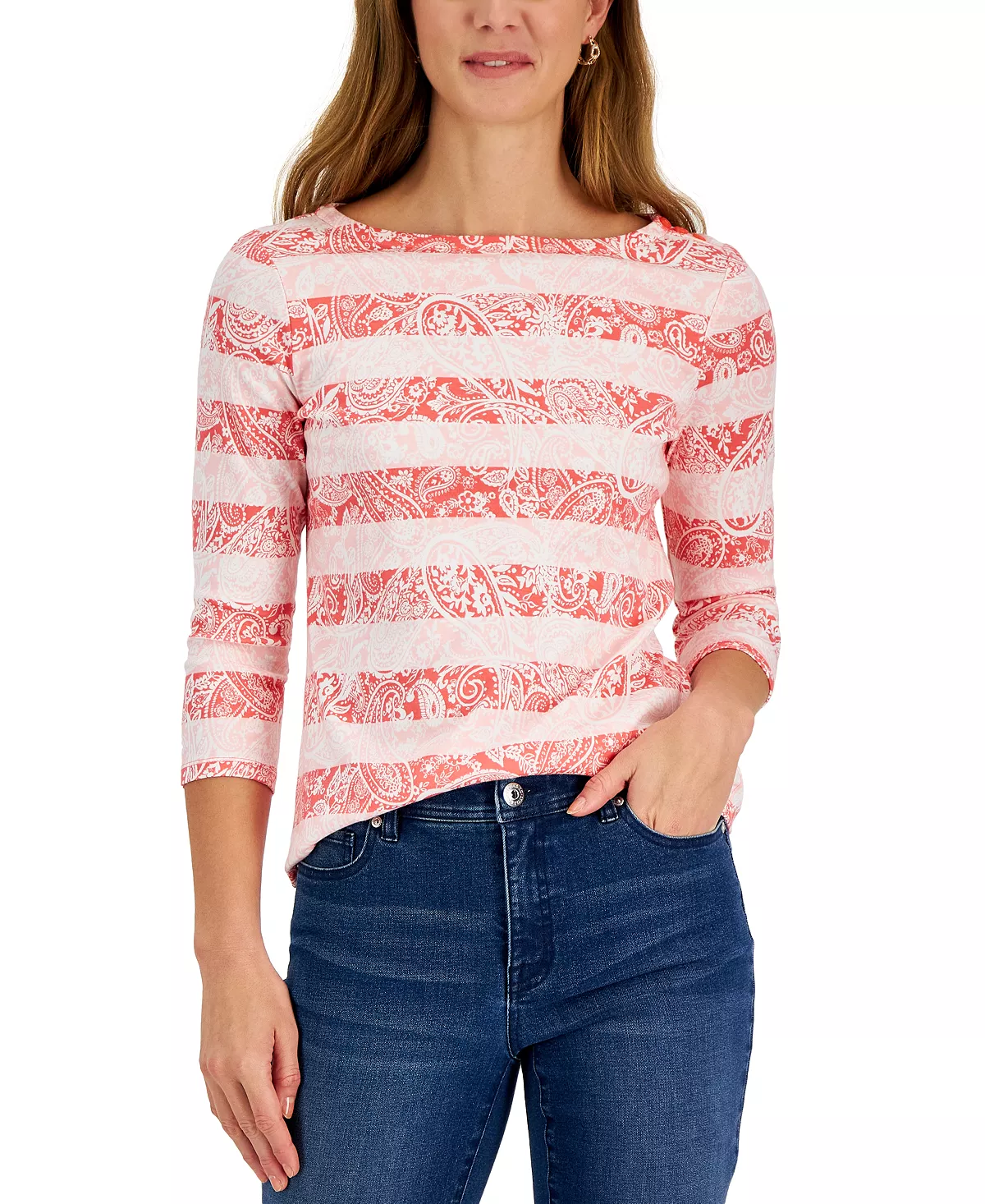 Charter Club Women's 3/4-Sleeve Boatneck Top, Created For Macy's 1 Charter Club Women's 3/4-Sleeve Boatneck Top, Created For Macy's
