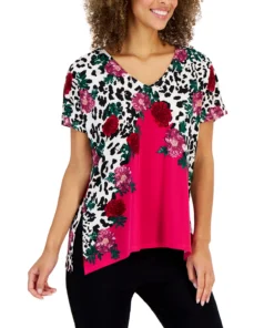 JM Collection Women's Arching Garden Short-Sleeve Tunic, Created For Macy's 11 JM Collection Women's Arching Garden Short-Sleeve Tunic, Created For Macy's -CeCe cloth-shop 22368390 fpx