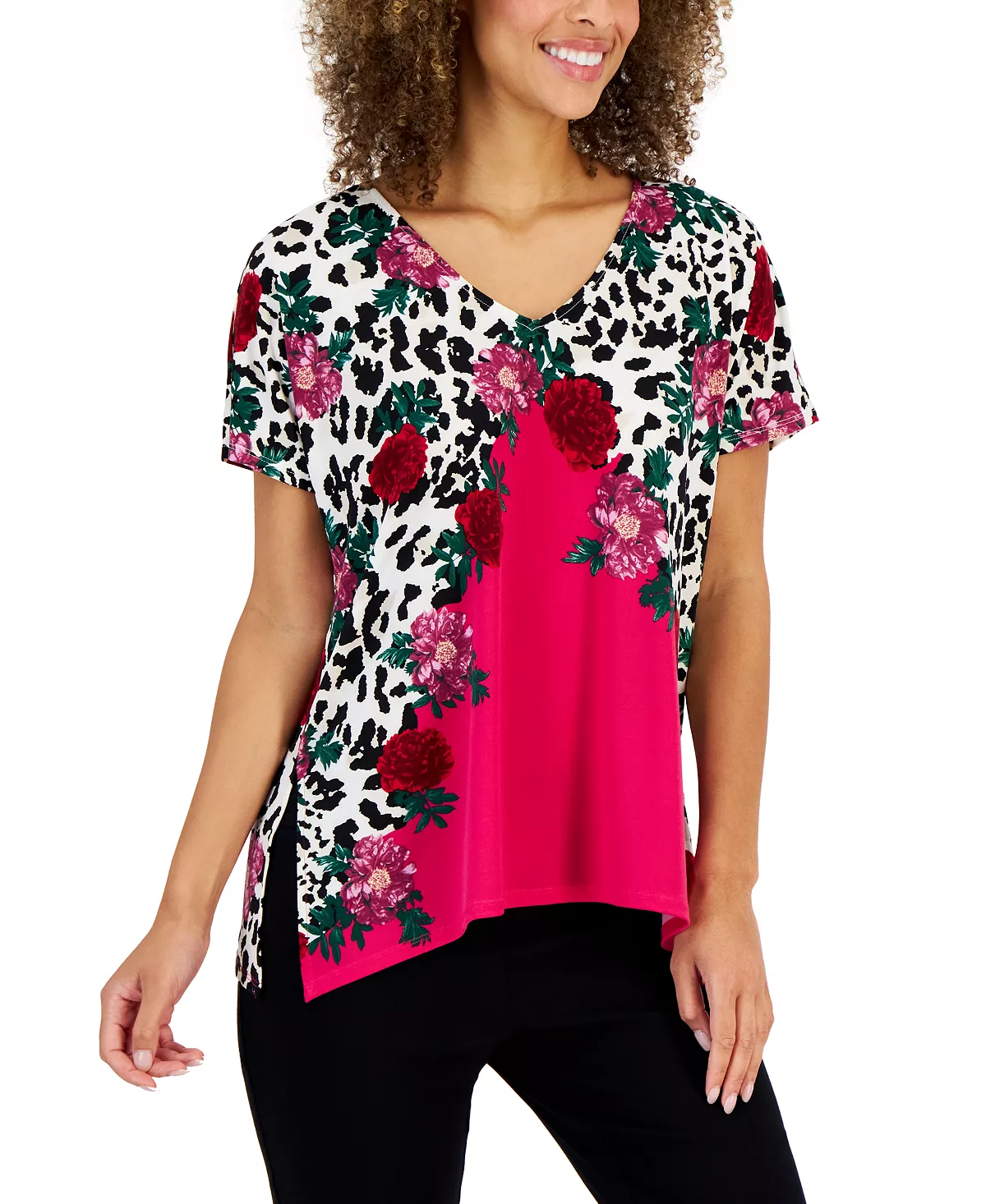JM Collection Women's Arching Garden Short-Sleeve Tunic, Created For Macy's 6 JM Collection Women's Arching Garden Short-Sleeve Tunic, Created For Macy's - Image 6