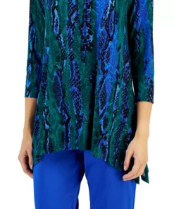 JM Collection Women's Chroma Snake Jacquard Top, Created For Macy's -CeCe cloth-shop 22368456 fpx