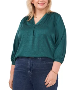 Vince Camuto Plus Size Jacquard Patterned Blouse