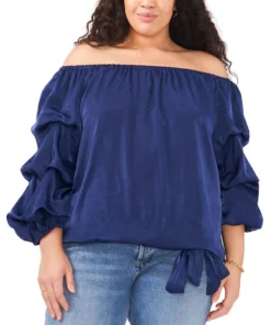Vince Camuto Plus Size Bubble-Sleeve Off-The-Shoulder Top